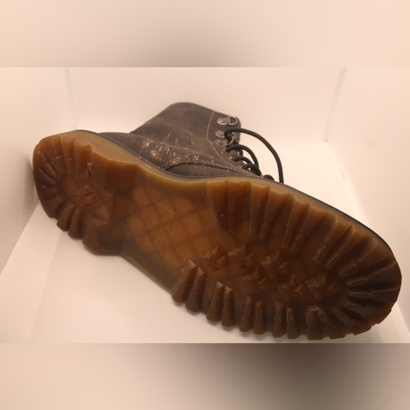 Womens Dr. Martens Black Leather Boots with Yellow Stitching - Picture 7 of 8